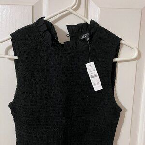 J Crew Smocked Drop-Waist Dress in cotton poplin - NWT - Extra-Small Black